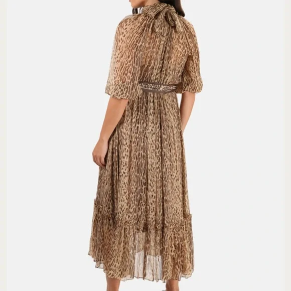 Zimmermann Leopard Print Neck Tie Dress with scarf for hair or waist - Picture 9 of 15